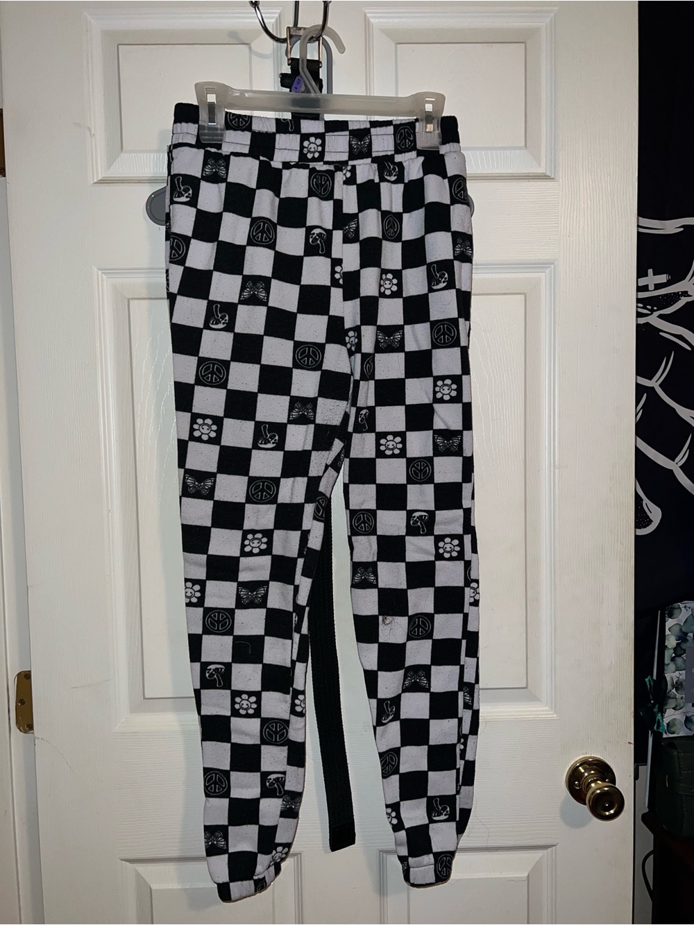 No Boundaries Black & White Checkboard Kids Joggers